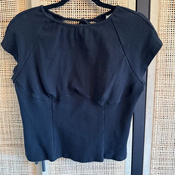 Anthropologie Corset knit top with open back. Black. - Picture 1 of 7